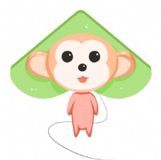 风筝和猴子插画图片