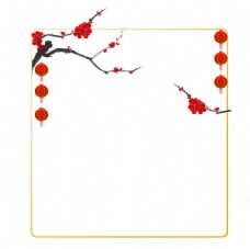 中国风红色腊梅梅花边框图片