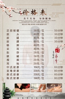 按摩足疗海报中国风养生足疗按摩刮痧拔罐价格图片