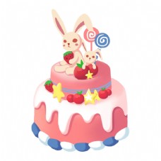 SPA插图兔子蛋糕插画图片