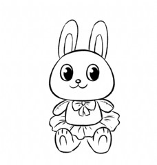 兔子玩偶线稿图片