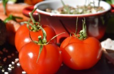 绿色蔬菜红彤彤的的西红柿图片