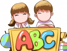 暑期暑假字母ABC人物图片