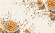 3D浮雕玫瑰花背景墙图片