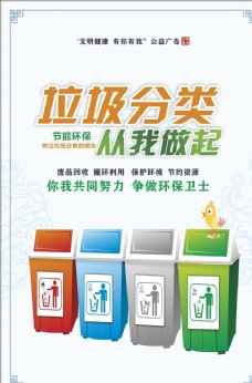中国风设计创城公益广告垃圾分类图片