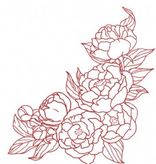 花卉牡丹花线稿素材图片