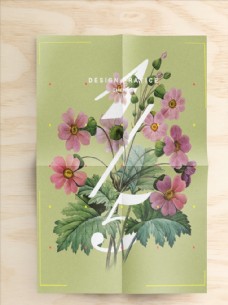 花卉穿插字海报图片