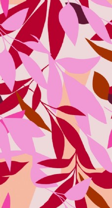 数码印花叶子树叶手绘花图片