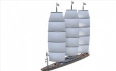 C4D模型帆船轮船捕鱼船图片