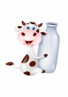 抱瓶子的奶牛图片