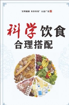 中国风设计创城公益广告科学饮食图片