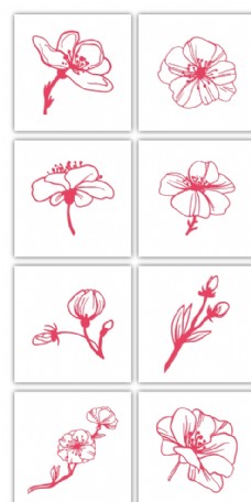 花卉装饰画红色简约手绘桃花图片