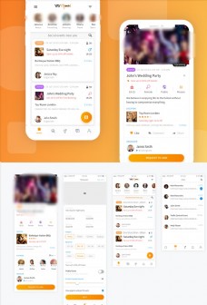 xd社交活动橙色UI设计列表页图片