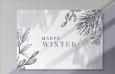 潮流素材手绘冬季卡片矢量模板图片