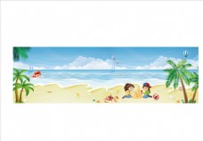 蓝天沙滩背景图片