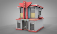 C4D模型房子卡通图片