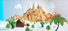 C4D模型雪山小木屋图片