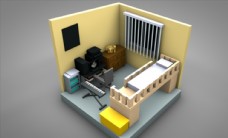 C4D模型宿舍房间图片