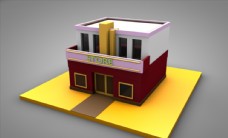 C4D模型建筑房子店铺图片