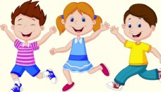 跑步的三个孩子图片