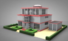 洋房C4D模型小洋楼房子图片