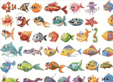 卡通海洋鱼类矢量图片
