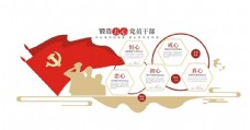 中国风设计五心党员干部党建文化墙图片