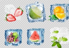 几何冰块水果图片