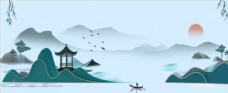 飞鸟新中式山水图片