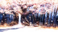 森林阳光风景手绘二次元图片