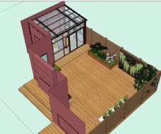 草图大师模型阳光房庭院图片