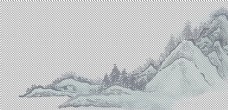 水墨中国风透明底山水画图片