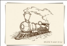 行驶的火车素描画图片