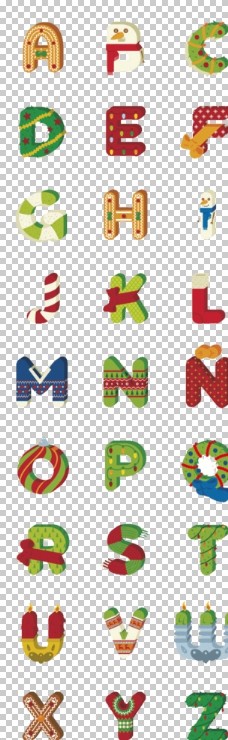 圣诞节圣诞元素可爱创意字母设计图片