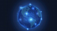 蓝色科技背景光效地球抽象网络通讯概念素材图片