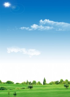 景观设计蓝天白云草地图片