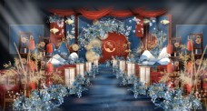 中式红色婚庆中式婚礼主舞台效果图图片