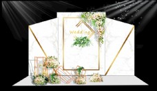 婚礼舞台白色大理石纹婚礼背景图片