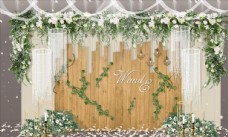 日系木纹婚礼效果图迎宾区图片