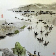 远山江南山水装饰画图片
