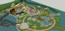 喷泉设计滨水公园模型图片