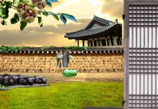 背景墙瓦墙素材可编辑中国风背景图片
