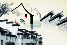 背景墙瓦墙素材可编辑中国风背景图片