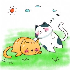 SPA插图卡通猫插画图片