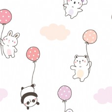 花纹背景卡通动物图案可爱布偶猫狗熊图片