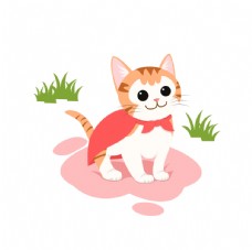 披着红色披风的可爱小猫图片