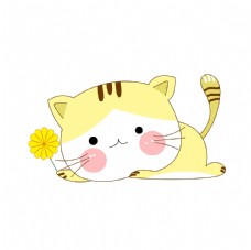 拿着太阳花的黄色小猫图片