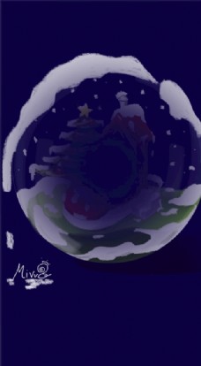 手绘融雪圣诞节水晶球图片