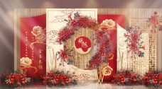 中国风设计中式婚礼迎宾区效果图图片