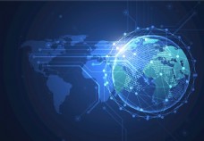 蓝色科技背景全球网络科技连接地球EPS素材图片